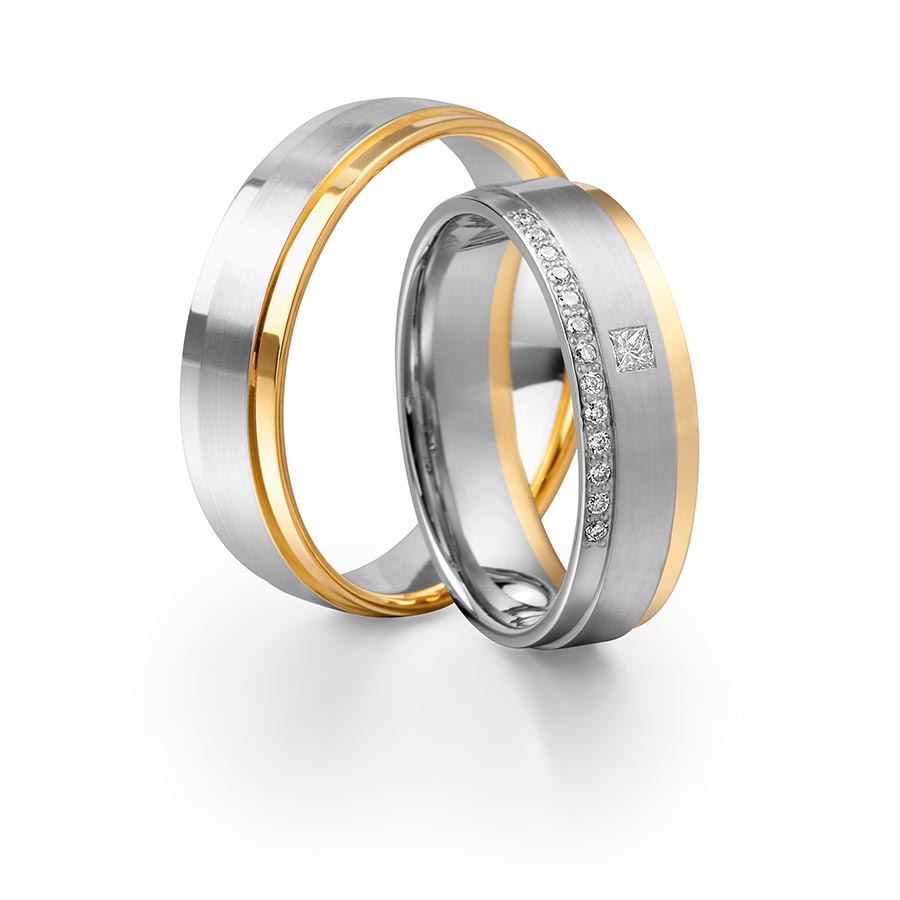 Trauringe Achern 585 Gelbgold, Weißgold+Pd 514675-58