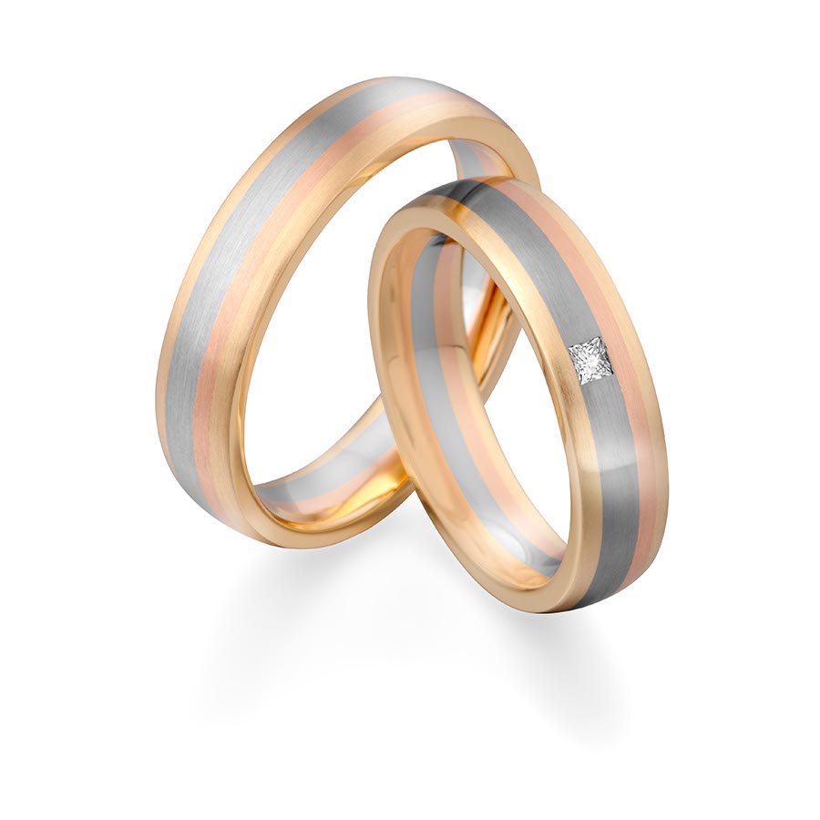 Trauringe Achern Eheringe  585 Gelbgold, Weißgold+Pd+Pd, Rotgold 514734-50