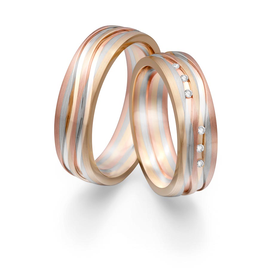 Trauringe Achern Eheringe  585 Gelbgold, Weißgold+Pd+Pd, Rotgold 514736-60