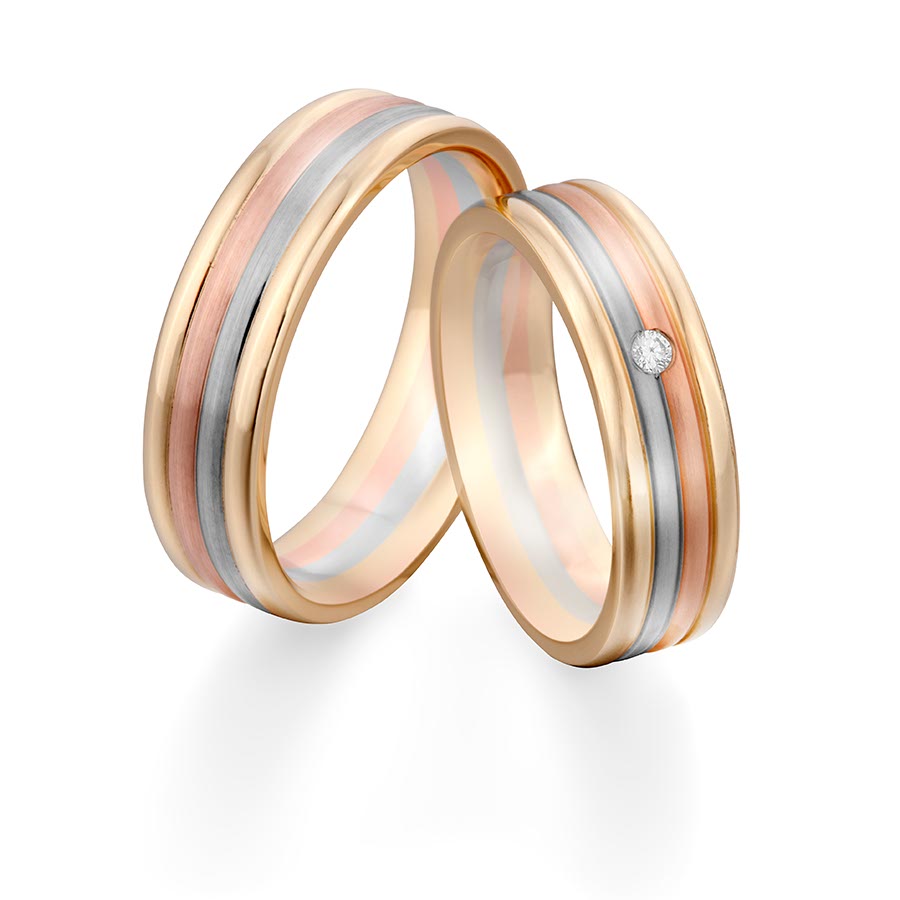 Trauringe Achern Eheringe  585 Gelbgold, Weißgold+Pd+Pd, Rotgold 514739-60