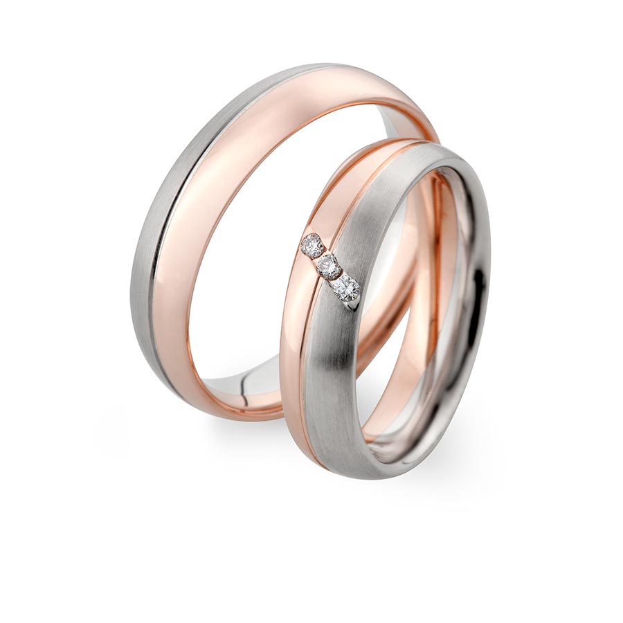 Trauringe / Eheringe 585 Rotgold, Weißgold+Pd 514761-50