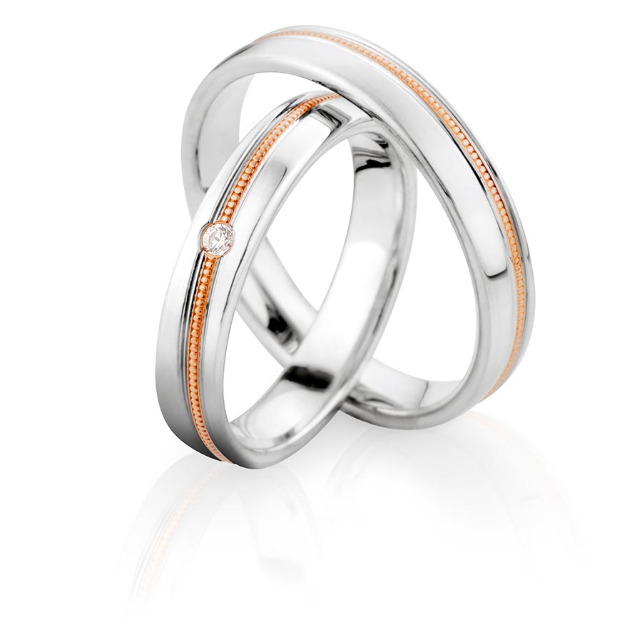 Trauringe Achern Eheringe 375 Rotgold, Weißgold+Pd 514772-40