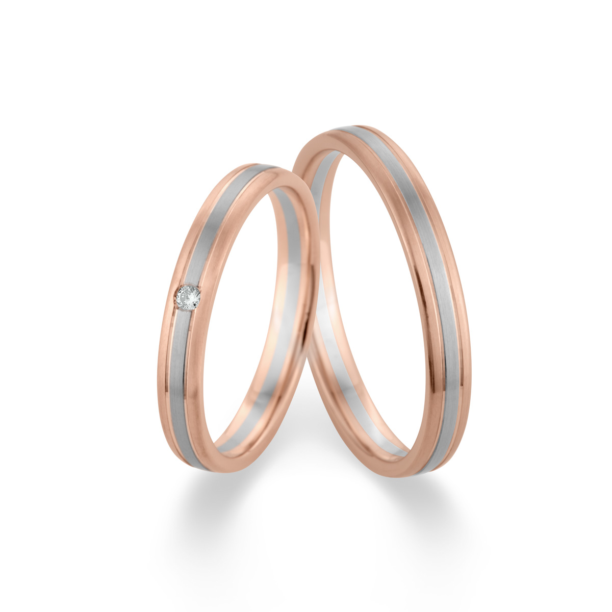 Trauringe / Eheringe 950 Platin, 750 Rotgold 514791-30