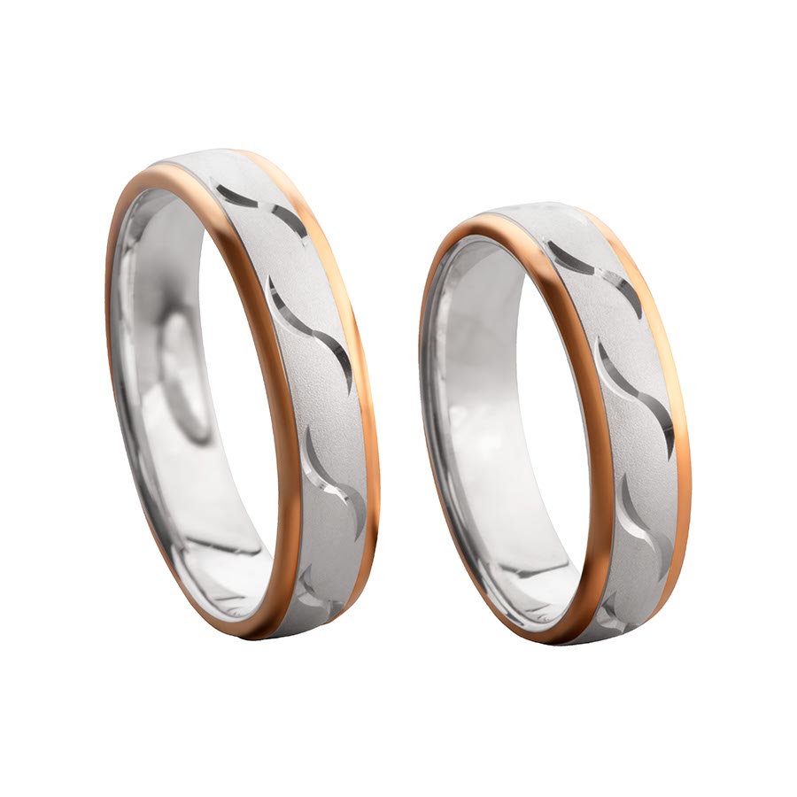 Trauringe / Eheringe 375 Rotgold, Weißgold+Pd 514355-50