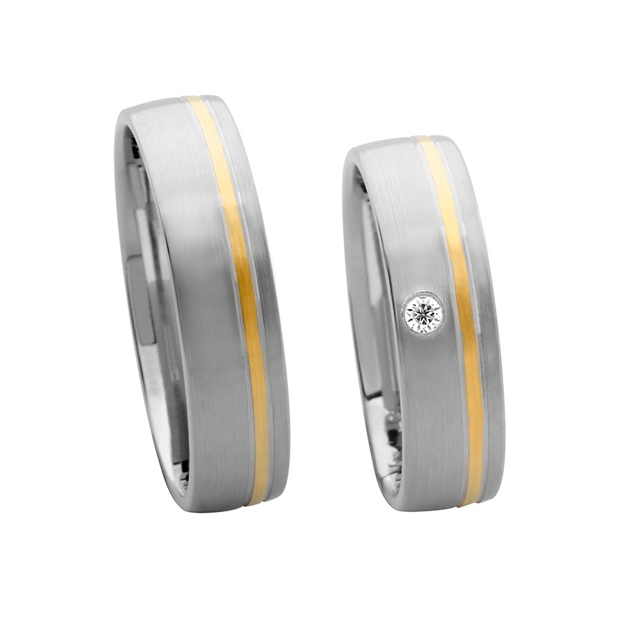 Trauringe Achern 585 Gelbgold, Weißgold+Pd 514630-55