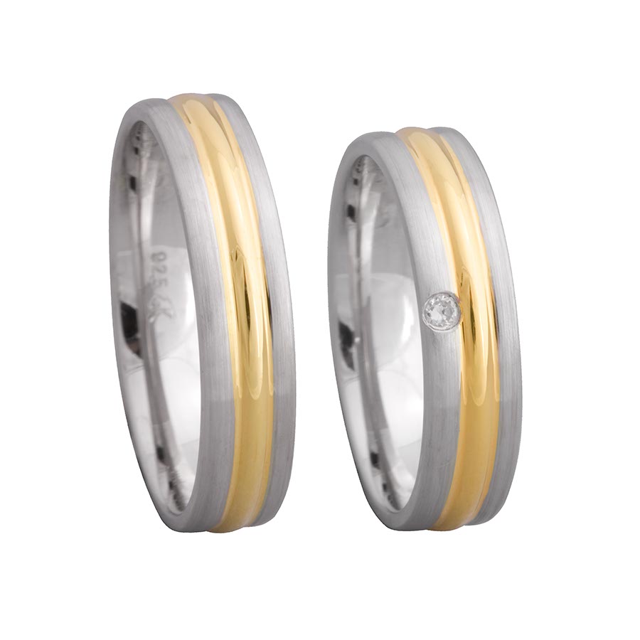 Trauringe Achern 585 Gelbgold, Weißgold+Pd 514646-50