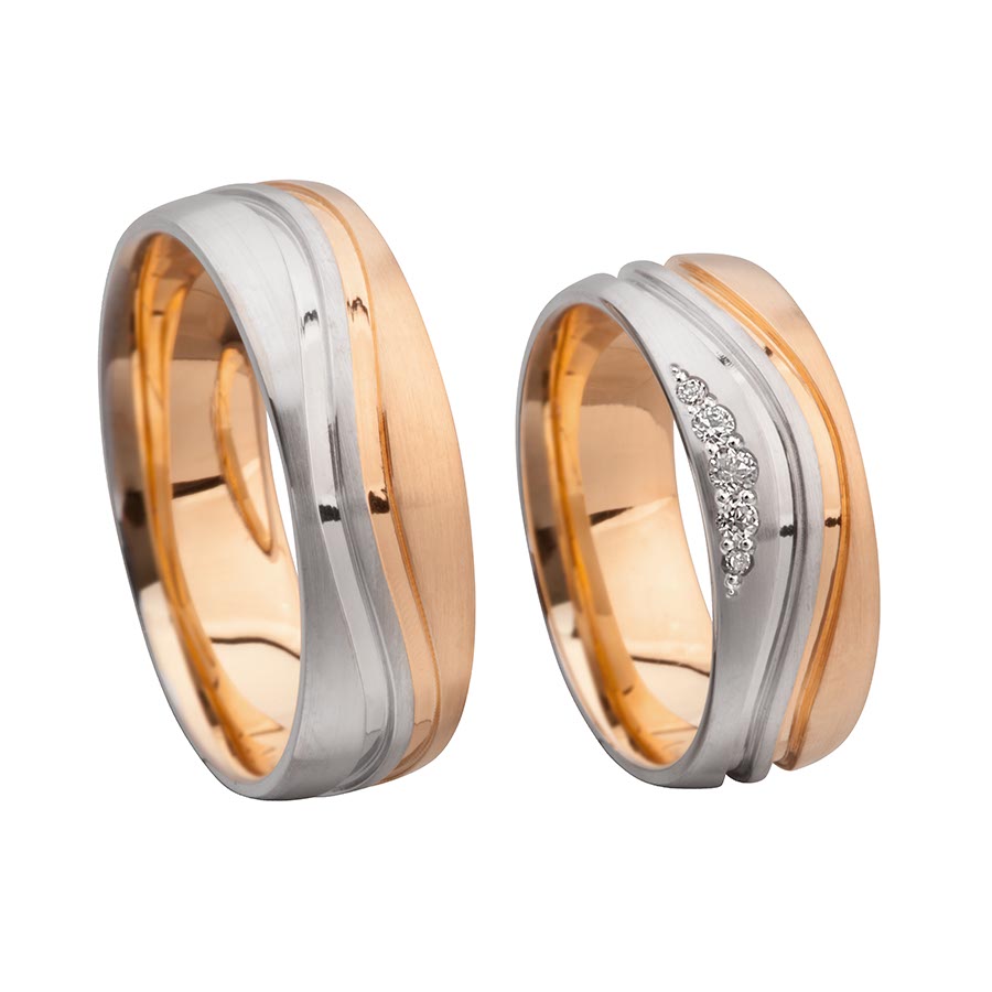 Trauringe Achern Eheringe  375 Rotgold, Weißgold+Pd 514706-70