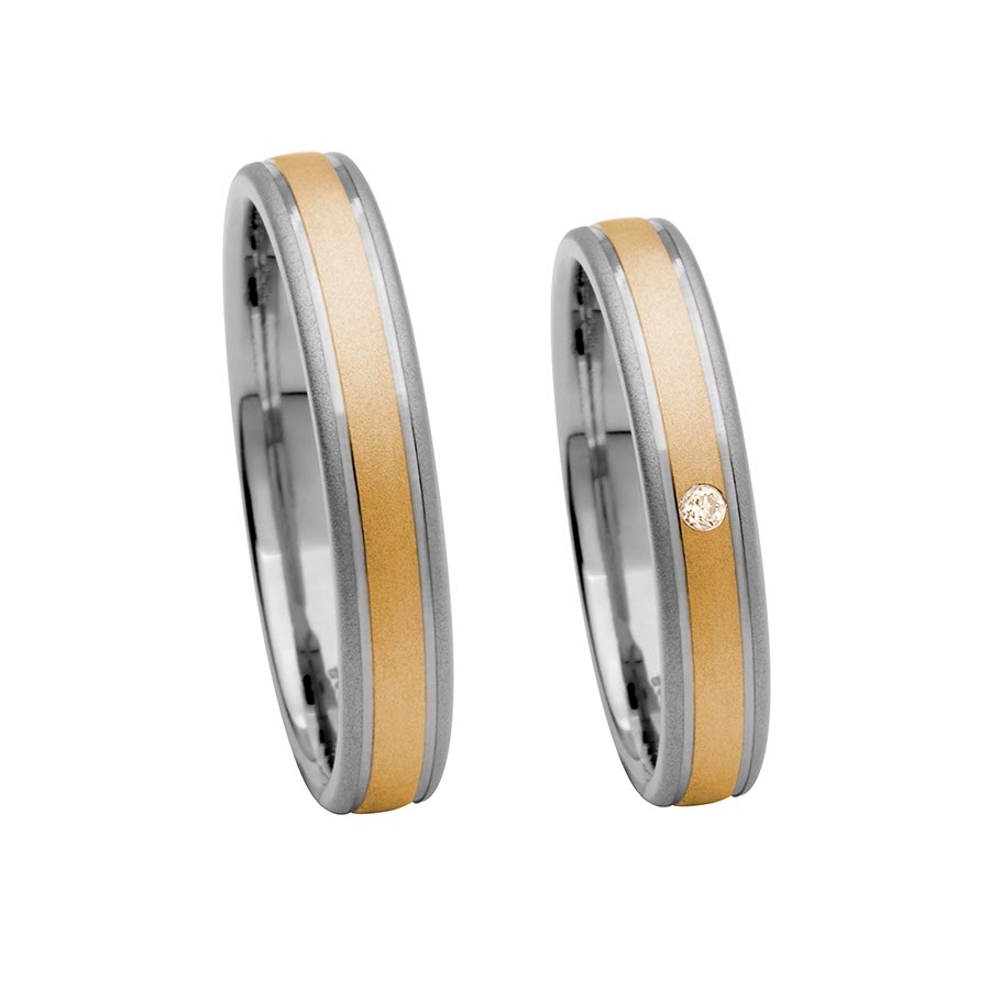 Trauringe Achern 585 Rotgold, Weißgold+Pd 517119-40