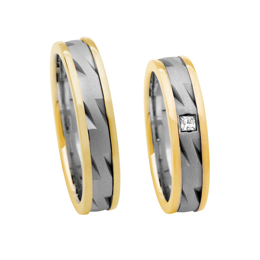 Trauringe Achern Eheringe  750 Gelbgold, Weißgold+Pd 518007-50